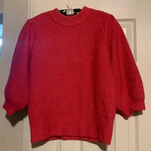 Hot Pink Puff Sleeve Sweater